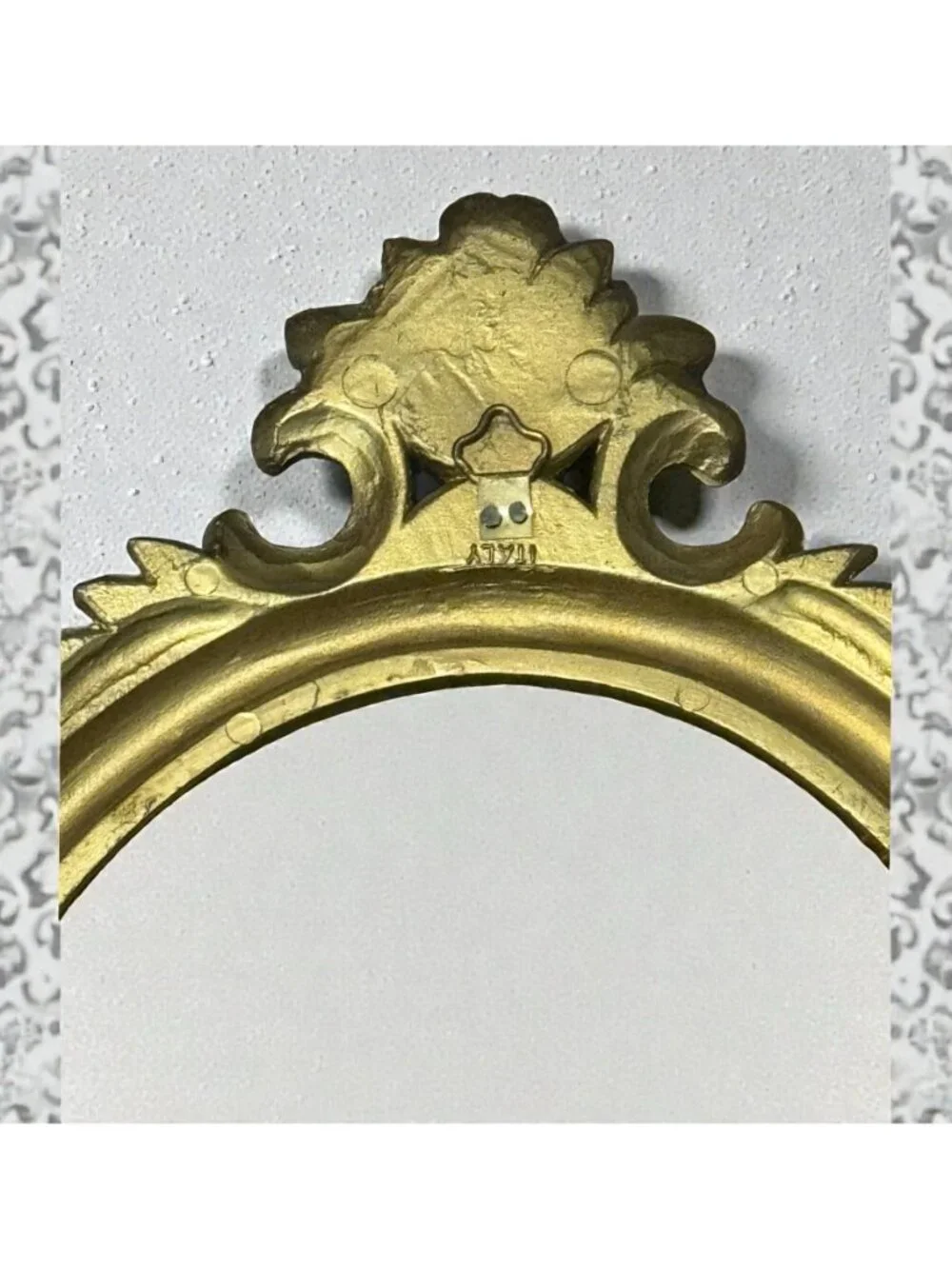Ornate Gold Oval Mirror With Floral Details & Vintage Frame Design